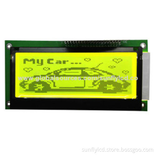 COG 192x64 graphic LCD module display, STN/Yellow-green, positive